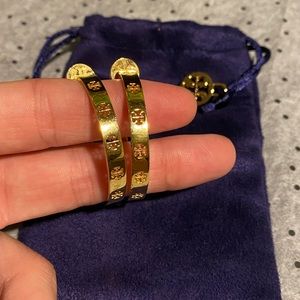 Authentic Tory Burch Gold T Logo Hoop Earrings
